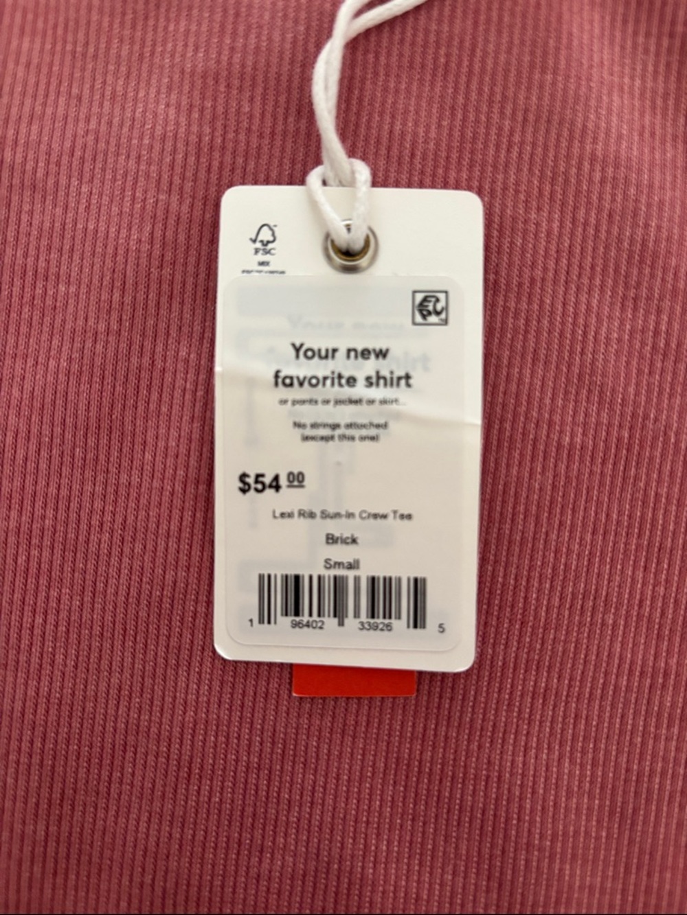 Marine Layer Lexi Rib Sun-In Crew Tee. Brick. Small. NWT. - Picture 5 of 6